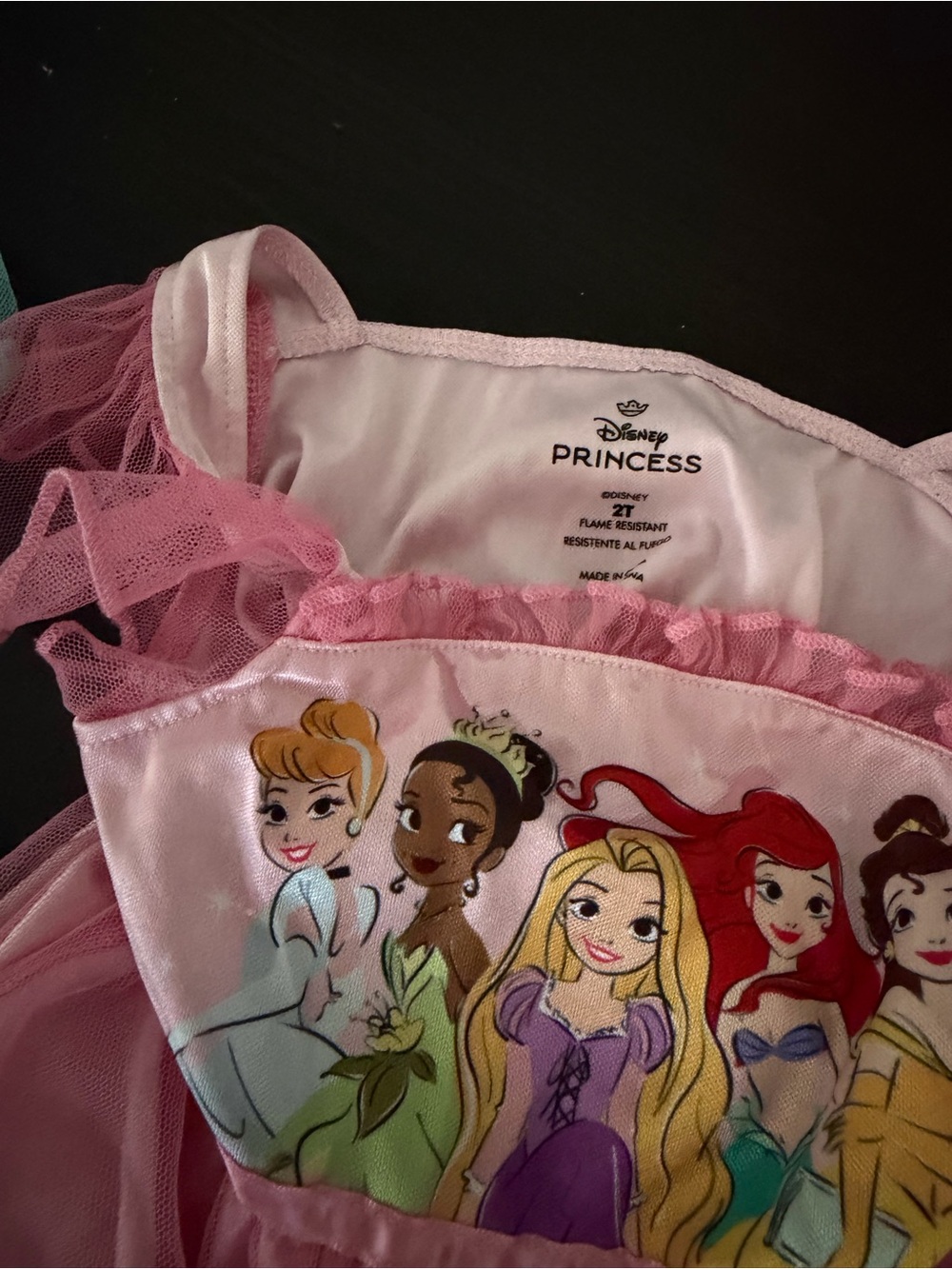 Disney Girls' Ariel & Princesses Nightgown Set in Mint and Pink - Picture 2 of 2